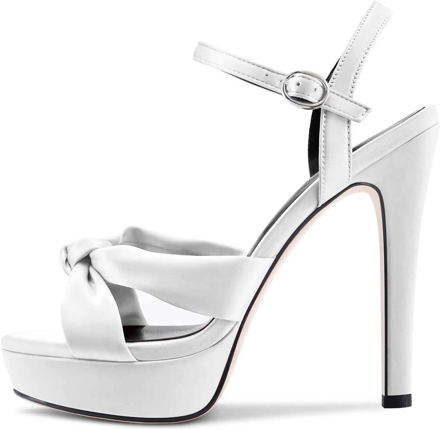 Saekcted Women Stiletto High Platform Heel Peep Open Toe Sandals Ankle Strap Slingback 5.1 Inches Heels Wedding Party