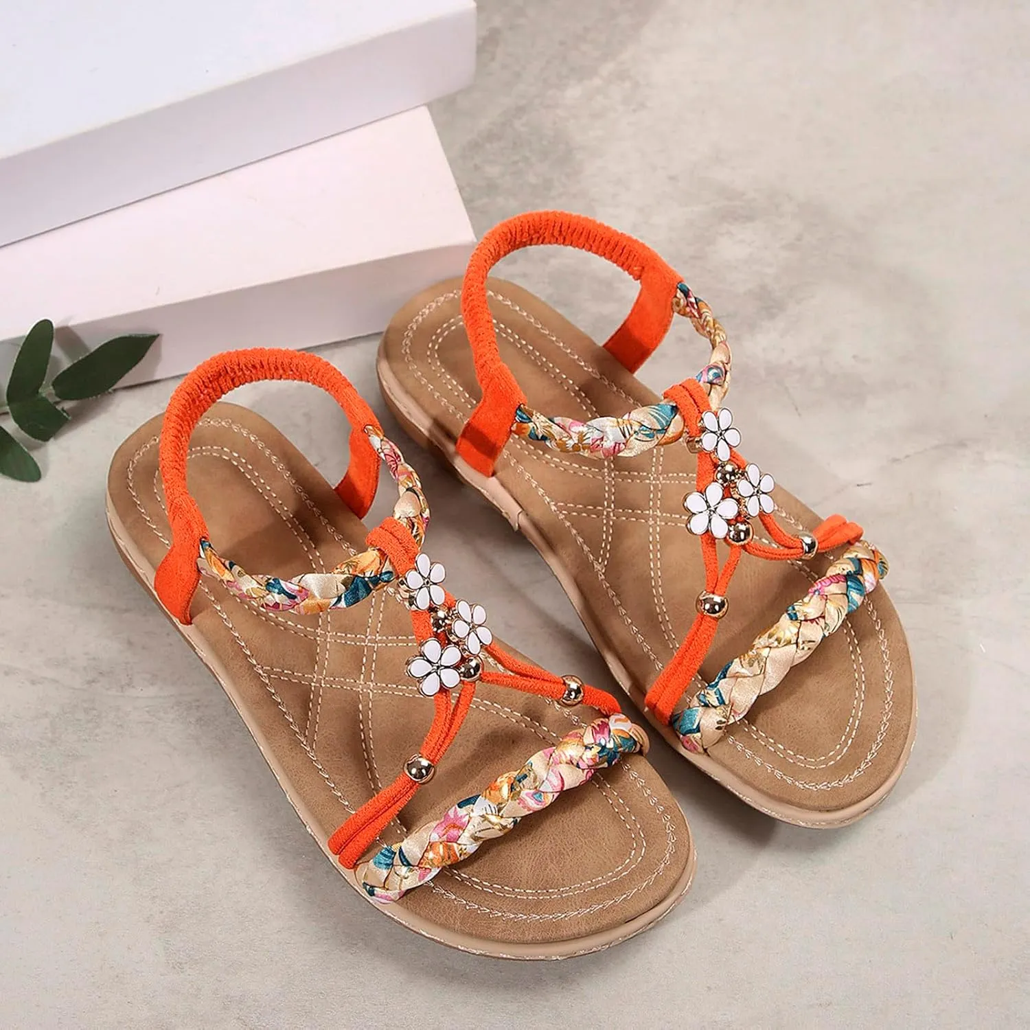 Sandals For Women 2025 Boho Beach Womens Hiking Shoes Elastic Ankle Strap Elegant Thong SandalsOpen Toe Wedges