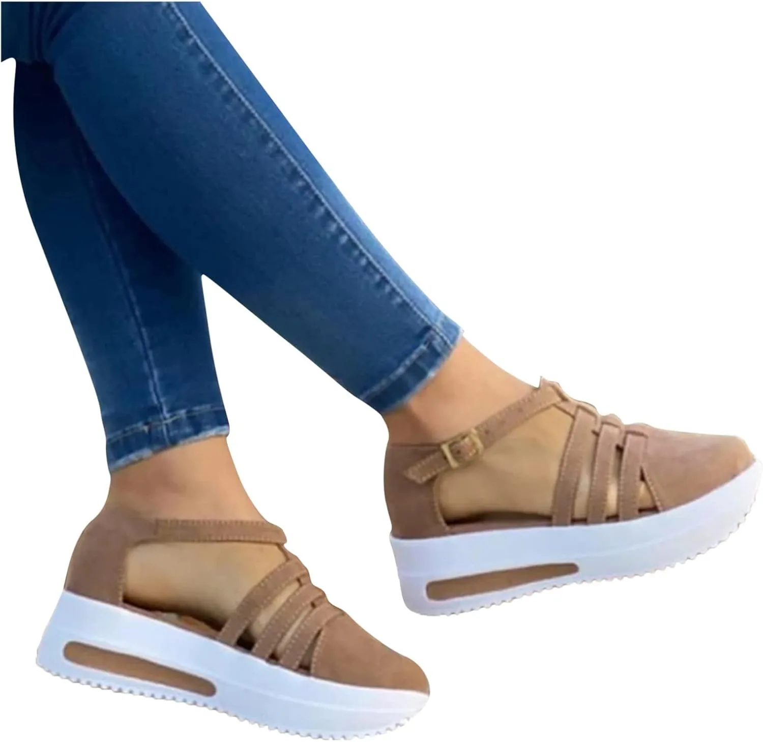 Sandals for Women Dressy Summer 2023 Casual Closed Toe Sandals Ankle Strap Closed Toe Espadrilles Wedge Sandals (B/Beige, 10)