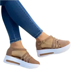 Sandals for Women Dressy Summer 2023 Casual Closed Toe Sandals Ankle Strap Closed Toe Espadrilles Wedge Sandals (B/Beige, 10)