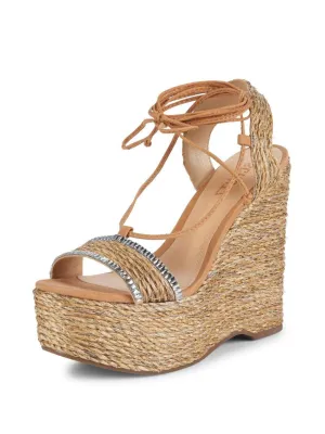 Sandals Schutz Desert Platform Wedge Embellished Espadrilles Aveline Natural Big savings event Classic
