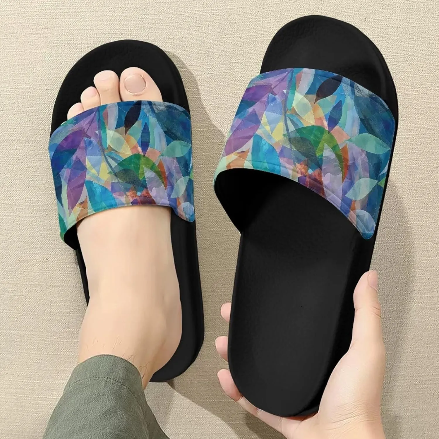 Sandals Slides for Women Stylish Summer Slippers Casual Beach Slides Non Slip Bathroom Slide Shoes