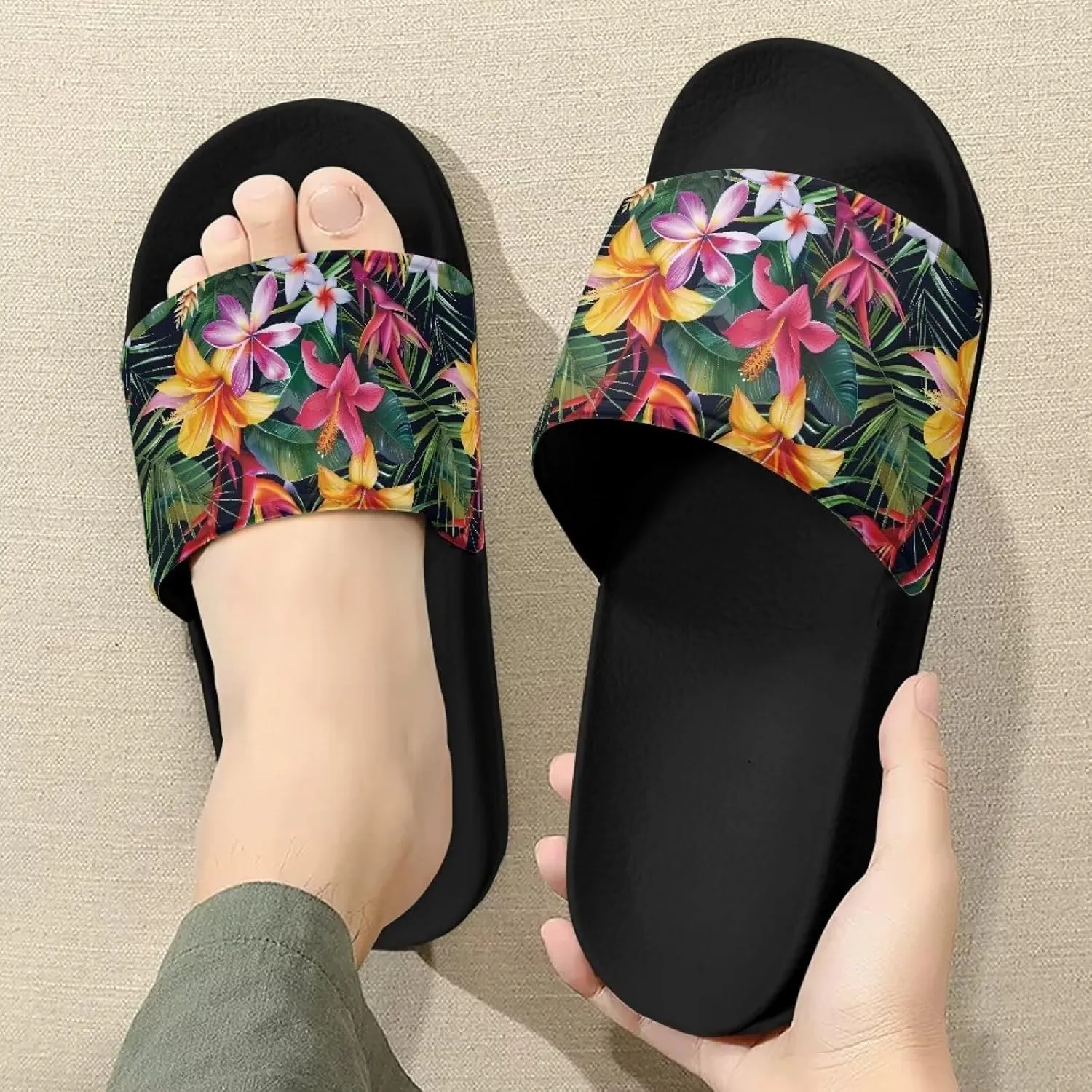 Sandals Slides for Women Stylish Summer Slippers Casual Beach Slides Non Slip Bathroom Slide Shoes