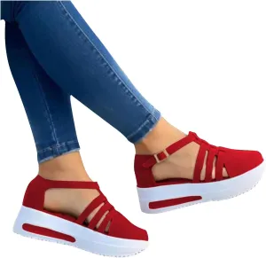 Sandals Women Dressy Summer, Platform Sandals for Women Ankle Strap Low Wedge Sandals Dress Flatform Shoes Casual