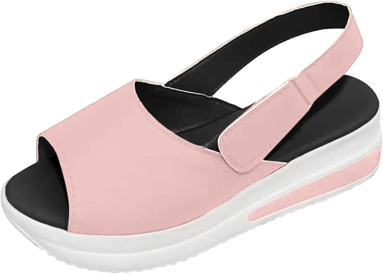 Sandals Women Wedges Platform,Wedge Sandals for Women Summer 2023 Women's Beach Casual Sandals Espadrilles Sandals Ankle Strap Buckle Open Toe Wedge Sandal Flip Flops Outdoor Sandals (A/Pink, 8)