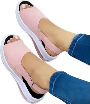 Sandals Women Wedges Platform,Wedge Sandals for Women Summer 2023 Women's Beach Casual Sandals Espadrilles Sandals Ankle Strap Buckle Open Toe Wedge Sandal Flip Flops Outdoor Sandals (A/Pink, 8)