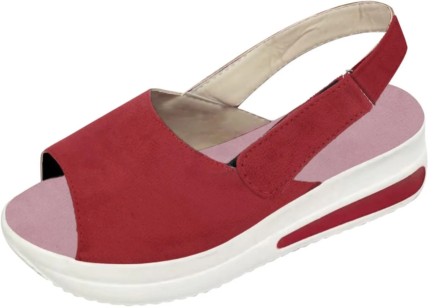 Sandals Women Wedges Platform,Wedge Sandals for Women Summer 2023 Women's Beach Casual Sandals Espadrilles Sandals Ankle Strap Buckle Open Toe Wedge Sandal Flip Flops Outdoor Sandals (A/Red, 8)
