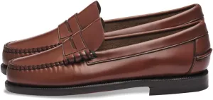 Sebago Women's Classic Dan Leather Penny Loafers – Hand-Sewn Slip-On Moccasins with Leather Sole & Timeless Design, Brown - 10 Regular