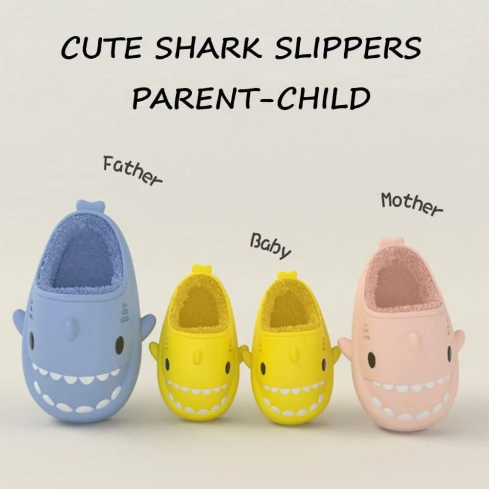 Shark Slides Men Women Boy Girl Waterproof Winter Warm Plush Comfy Sandals Non-Slip Thick Sole Cute Slippers Indoor & Outdoor