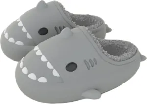 Shark Slides Men Women Boy Girl Waterproof Winter Warm Plush Comfy Sandals Non-Slip Thick Sole Cute Slippers Indoor & Outdoor