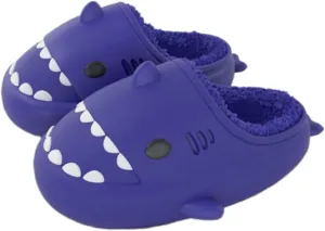 Shark Slides Men Women Boy Girl Waterproof Winter Warm Plush Comfy Sandals Non-Slip Thick Sole Cute Slippers Indoor & Outdoor