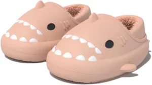 Shark Slides Women Men Boy Girl Waterproof Winter Warm Plush Comfy Sandals Non-Slip Thick Sole Cute Slippers Wrap Heel