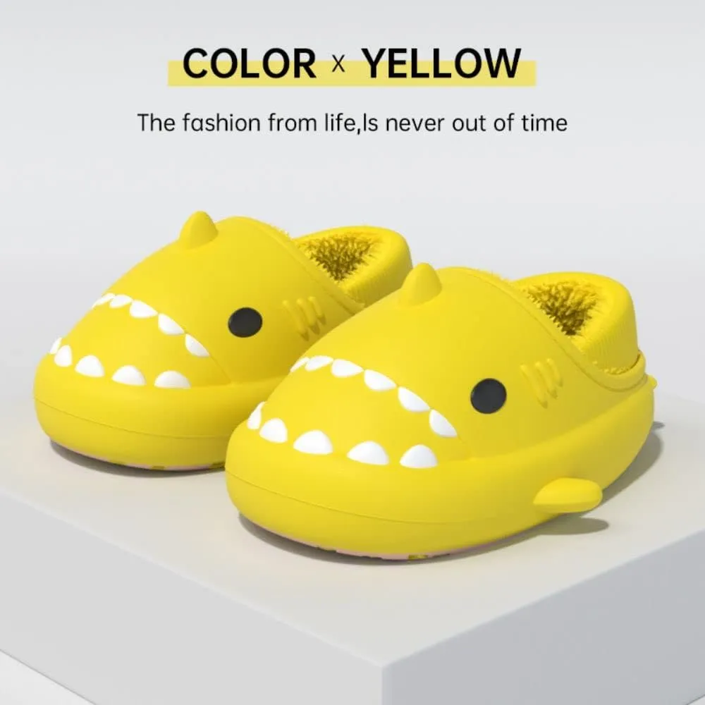 Shark Slides Women Men Boy Girl Waterproof Winter Warm Plush Comfy Sandals Non-Slip Thick Sole Cute Slippers Wrap Heel