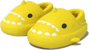 Shark Slides Women Men Boy Girl Waterproof Winter Warm Plush Comfy Sandals Non-Slip Thick Sole Cute Slippers Wrap Heel