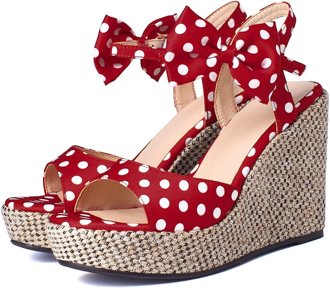 SHEMEE Women's Peep Toe Wedge Heels Sandals Stylish Platform High Heeled Sandals