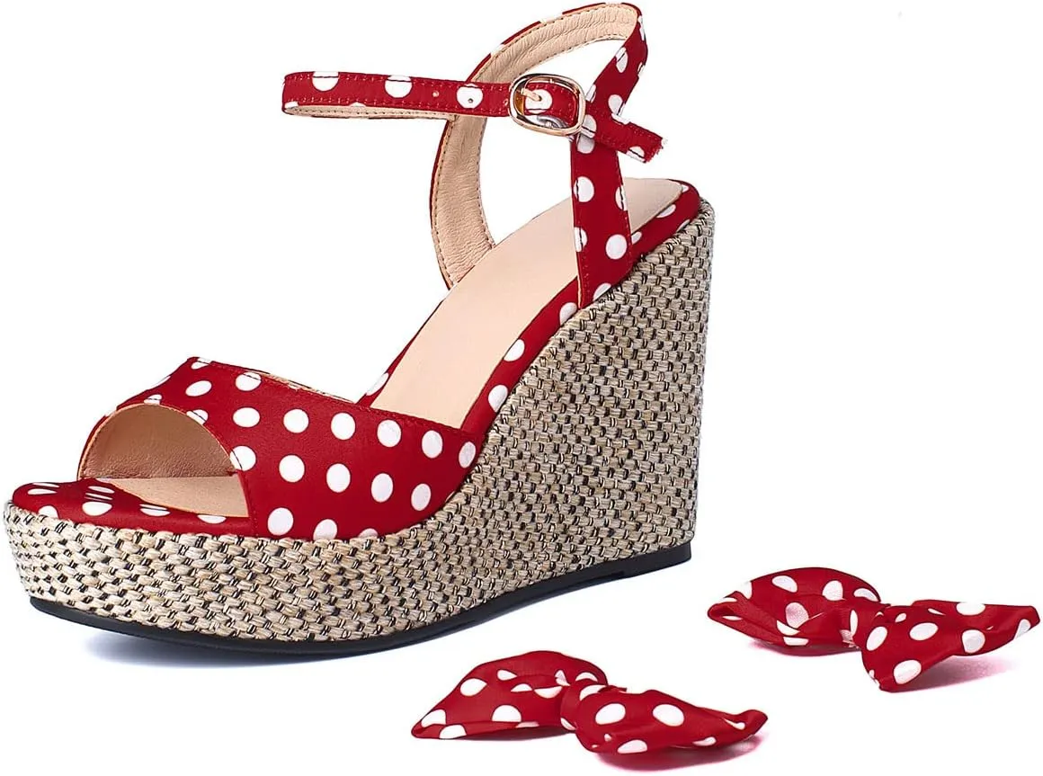 SHEMEE Women's Peep Toe Wedge Heels Sandals Stylish Platform High Heeled Sandals