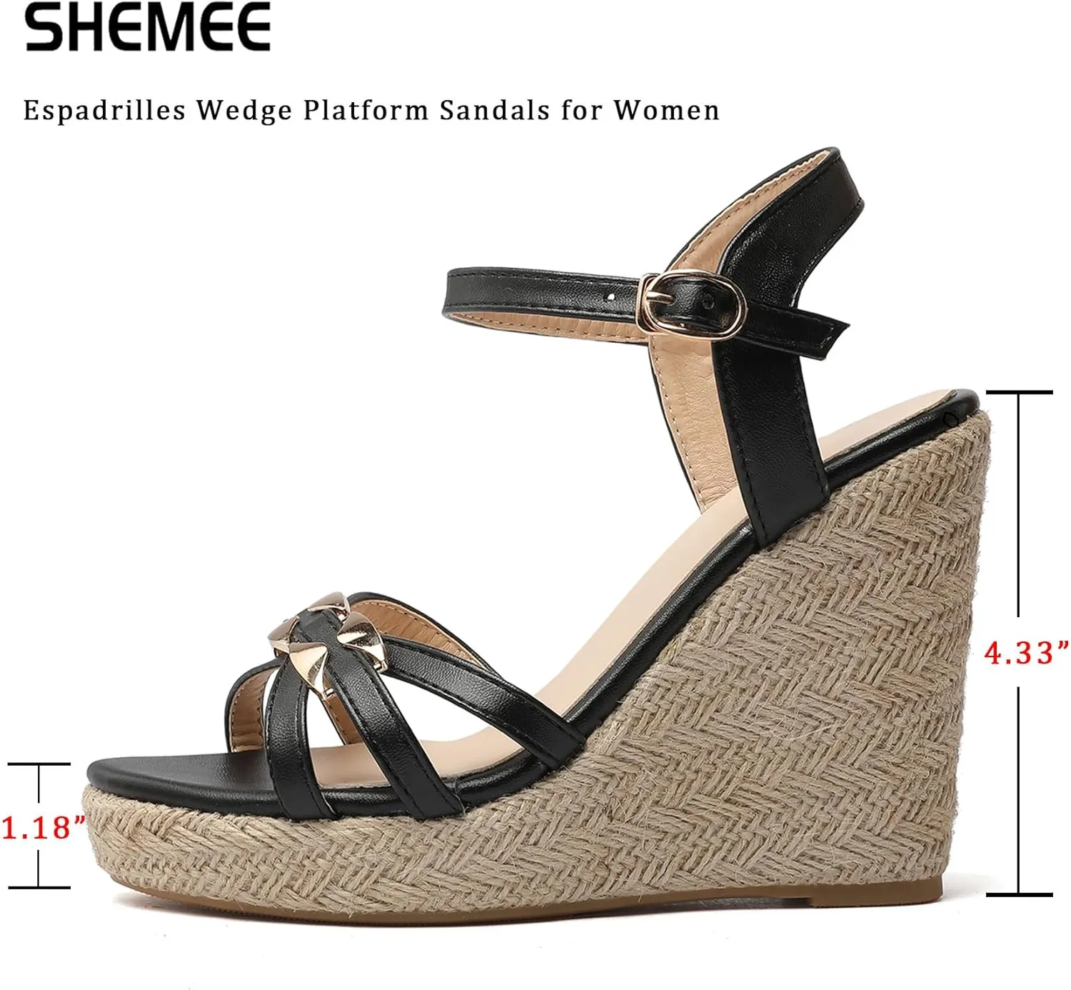 SHEMEE Women's Peep Toe Wedge Heels Sandals Stylish Platform High Heeled Sandals