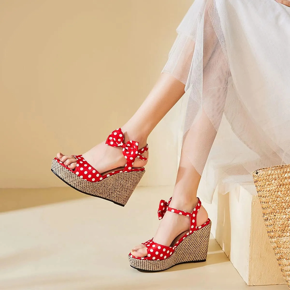 SHEMEE Women's Peep Toe Wedge Heels Sandals Stylish Platform High Heeled Sandals