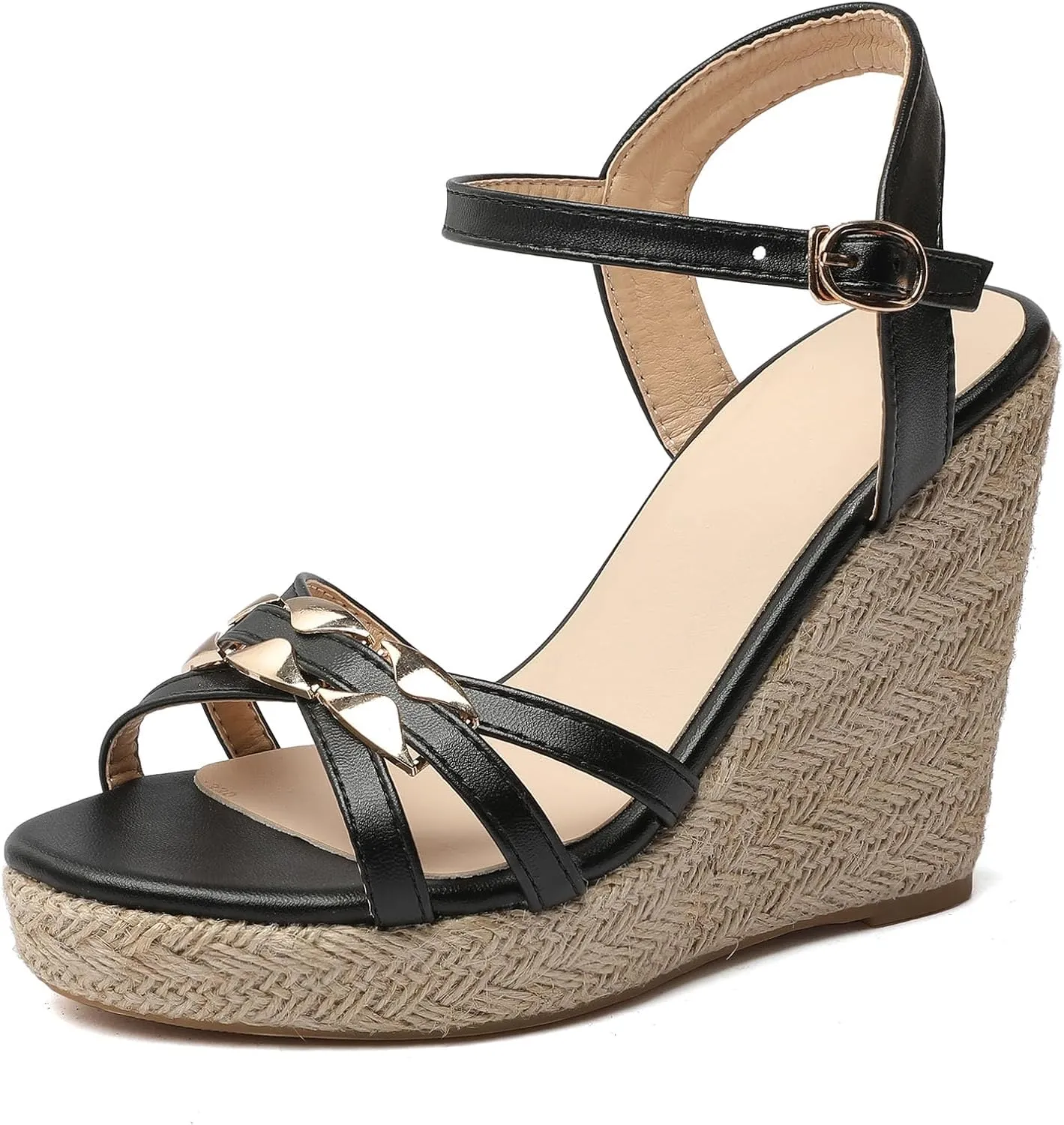 SHEMEE Women's Peep Toe Wedge Heels Sandals Stylish Platform High Heeled Sandals
