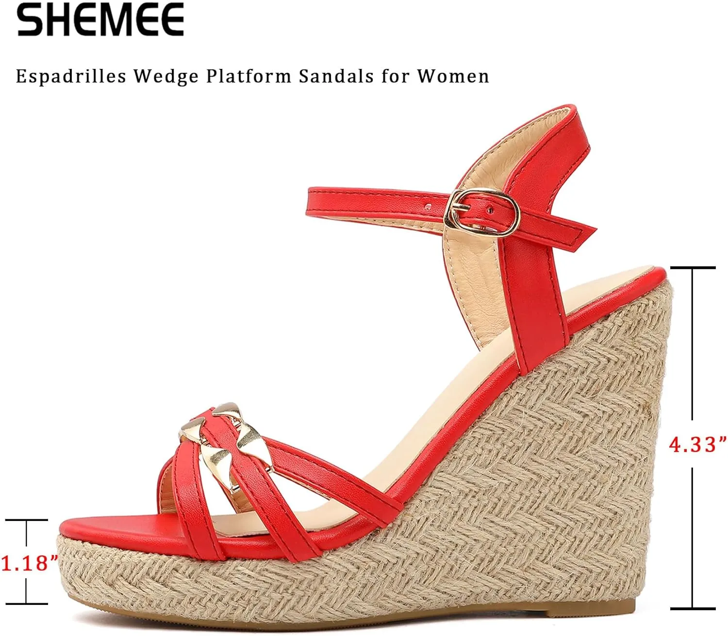 SHEMEE Women's Peep Toe Wedge Heels Sandals Stylish Platform High Heeled Sandals