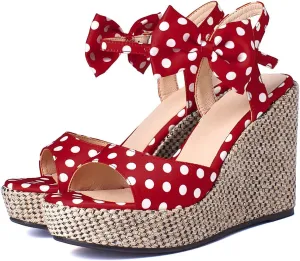 SHEMEE Women's Peep Toe Wedge Heels Sandals Stylish Platform High Heeled Sandals