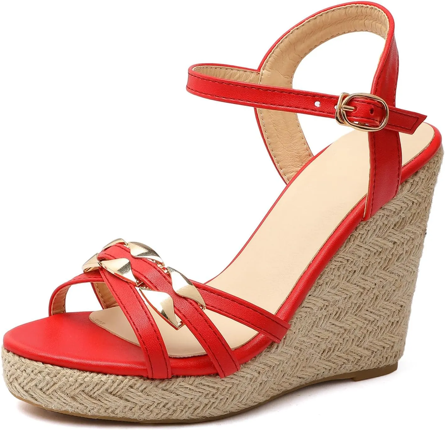 SHEMEE Women's Peep Toe Wedge Heels Sandals Stylish Platform High Heeled Sandals