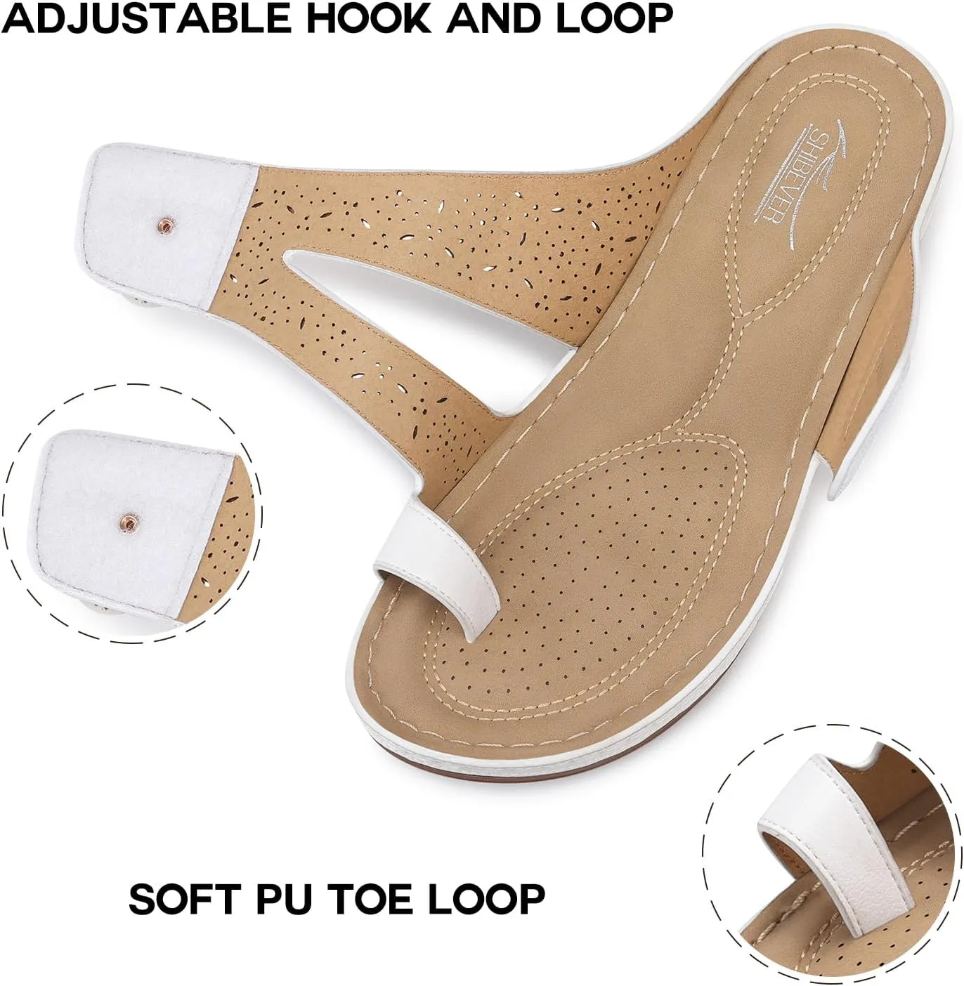 SHIBEVER Platform Flip Flops for Women: Comfortable Sandals for Women Dressy - Walking Summer Slip on Bunion Sandals