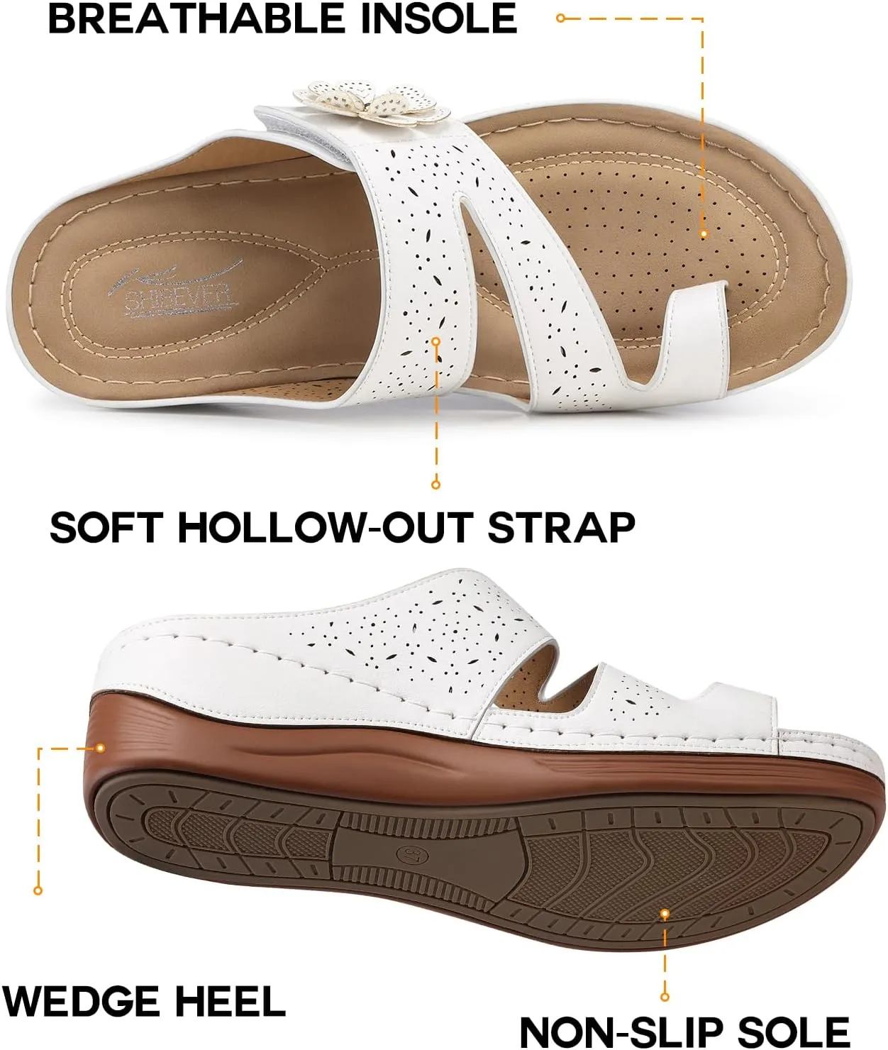 SHIBEVER Platform Flip Flops for Women: Comfortable Sandals for Women Dressy - Walking Summer Slip on Bunion Sandals