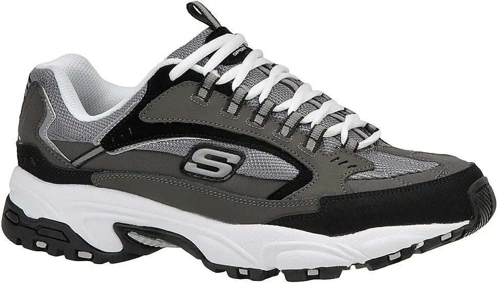 Skechers Men's Stamina-Nuovo lace up sneaker, Charcoal/Black, 9.5 M US
