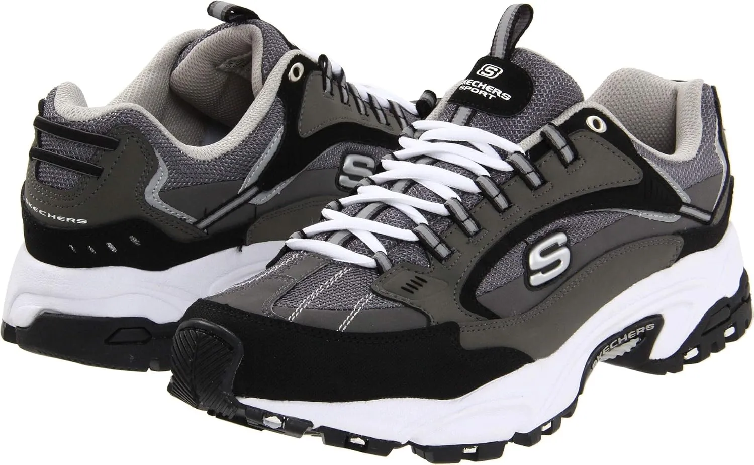 Skechers Sport Men's Stamina Nuovo Cutback Lace-Up Sneaker,Charcoal/Black,12 2E US