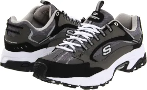Skechers Sport Men's Stamina Nuovo Cutback Lace-Up Sneaker,Charcoal/Black,7.5 M US