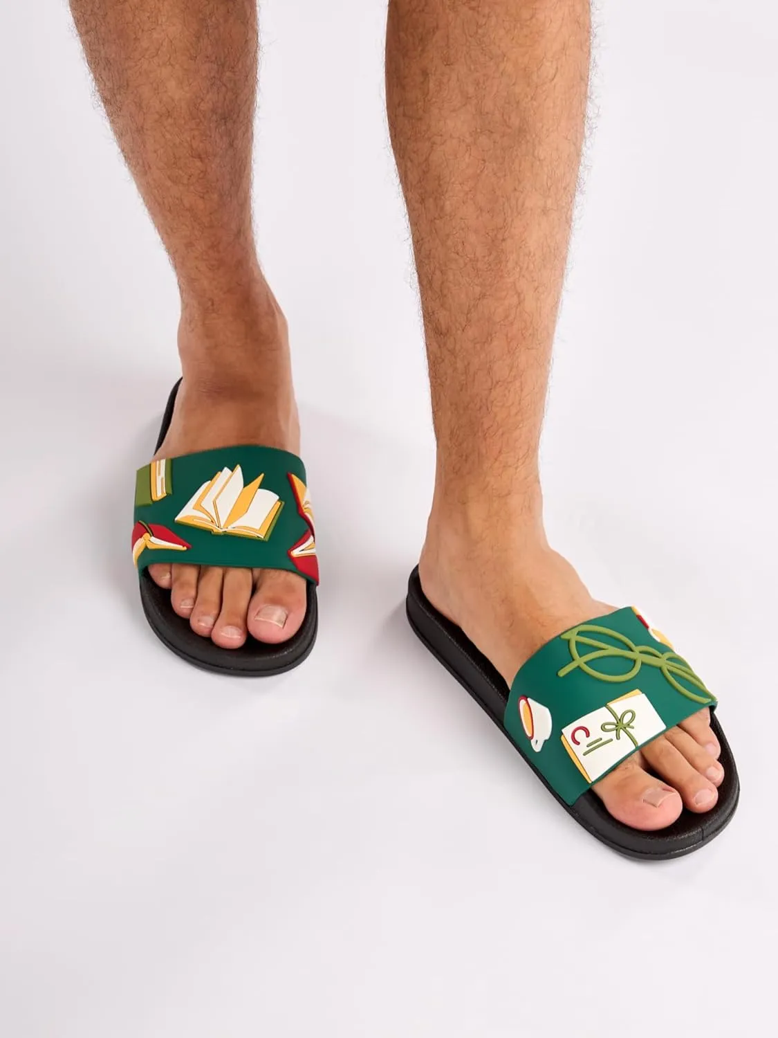 Slides & Slippers for Women, Men & Kids Pool Sandals Funny Designs Books Coffee Party Pizza Fox Bear Llama Clouds Footwear Gift