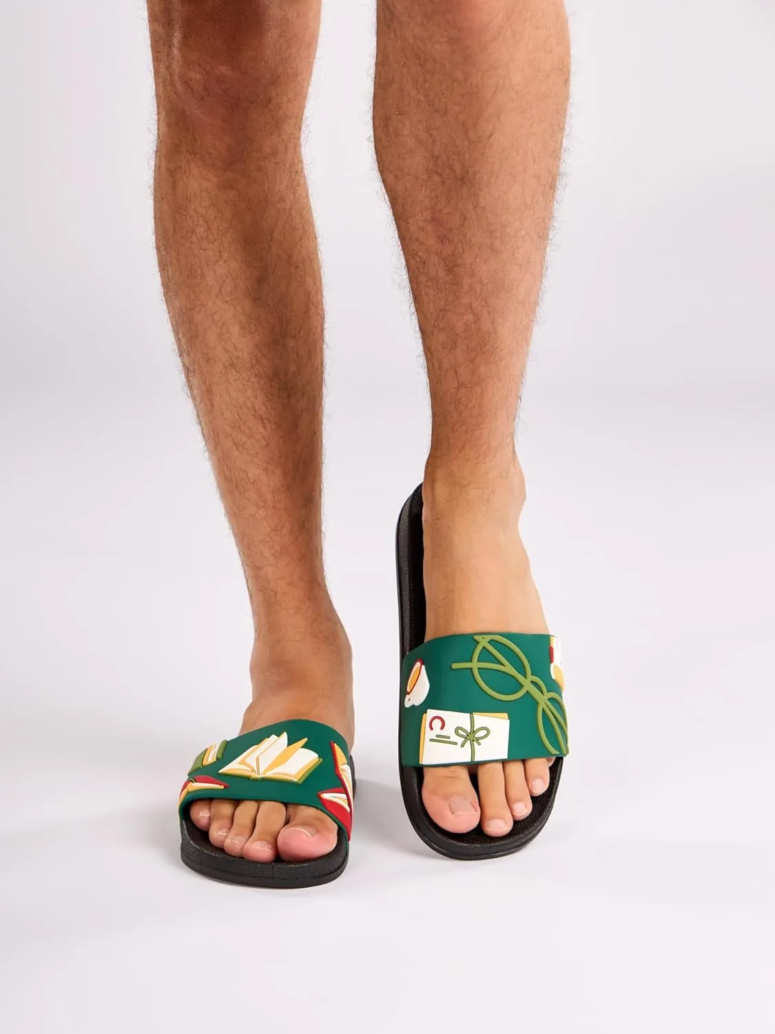 Slides & Slippers for Women, Men & Kids Pool Sandals Funny Designs Books Coffee Party Pizza Fox Bear Llama Clouds Footwear Gift
