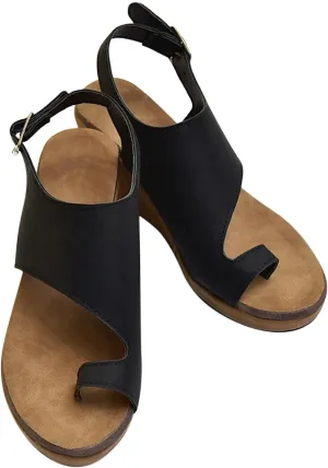 Slingback Buckle Open Toe Sandals for Women Casual Dressy Clip-Toe Platform Wedge Sandales for Summer Footwear