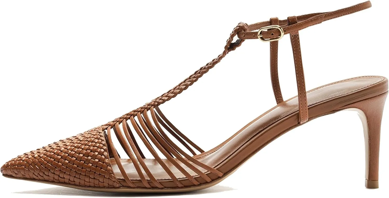Slingback Heels for Women Elegant and Fashionable Pointed High Heel Sandals with Breathable Braided Straps Perfect for Banquets and Dates