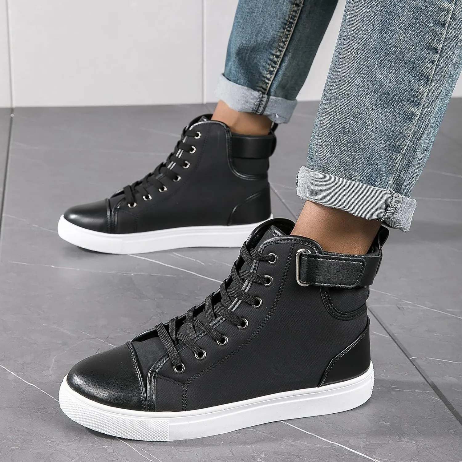 Slip on Walking Shoes for Men High Top Casual Dressy Memory Foam Breathable Mesh Fashion Sneakers Non Slip Travel Jogging Workout Tennis Shoes Wide Width