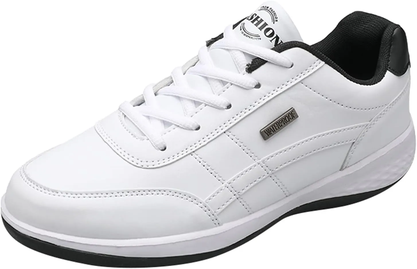 Slip on Walking Shoes Men PU Leather Comfortable Memory Foam Breathable Lace Up Fashion Sneakers Non Slip Arch Support Vacation Training Gym Shoes Wide Width