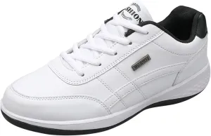 Slip on Walking Shoes Men PU Leather Comfortable Memory Foam Breathable Lace Up Fashion Sneakers Non Slip Arch Support Vacation Training Gym Shoes Wide Width