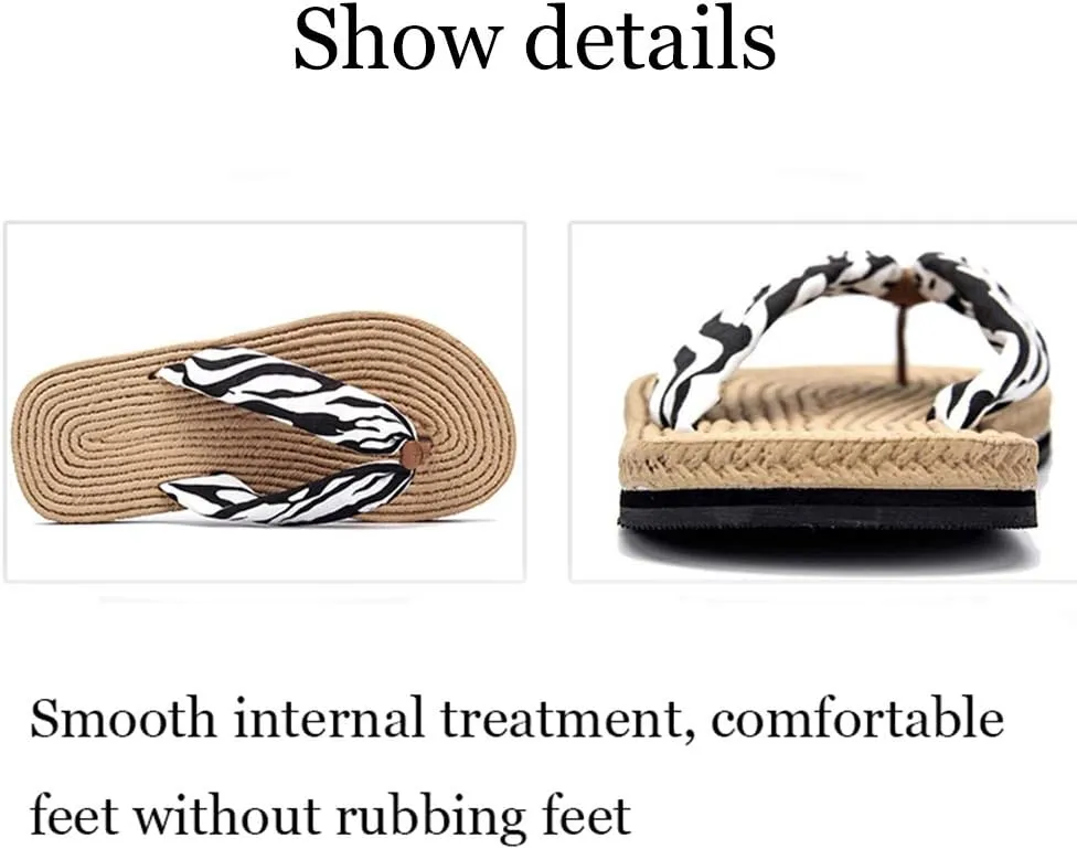 slippers Flip Flops, Linen Slippers, Flip-Flop Deodorant Moisture Wicking Flax Skidproof Breathable, Women Men Casual Flax Sandals Home