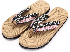 slippers Flip Flops, Linen Slippers, Flip-Flop Deodorant Moisture Wicking Flax Skidproof Breathable, Women Men Casual Flax Sandals Home