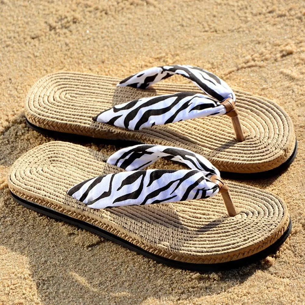 slippers Flip Flops, Linen Slippers, Flip-Flop Deodorant Moisture Wicking Flax Skidproof Breathable, Women Men Casual Flax Sandals Home