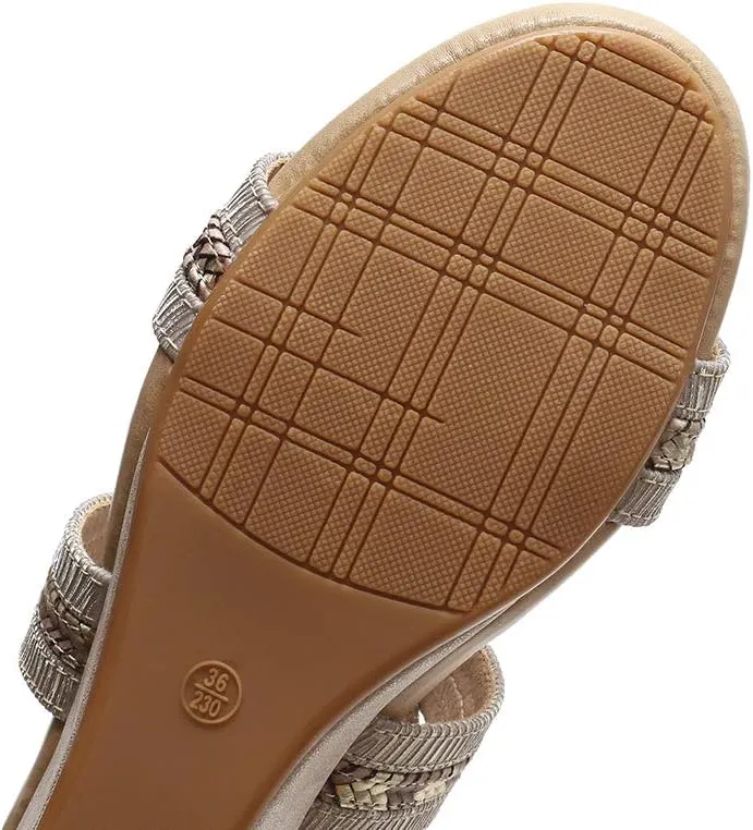 SO SIMPOK Women Casual Walking Comfortable Wedge Sandals Retro Summer Beach Soft Sandals