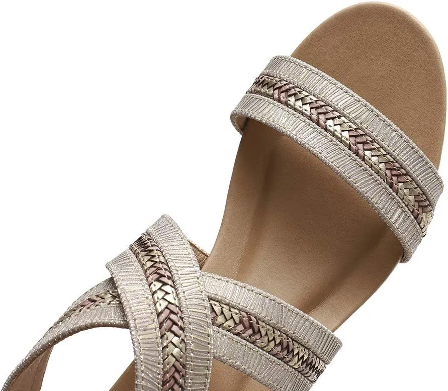 SO SIMPOK Women Casual Walking Comfortable Wedge Sandals Retro Summer Beach Soft Sandals