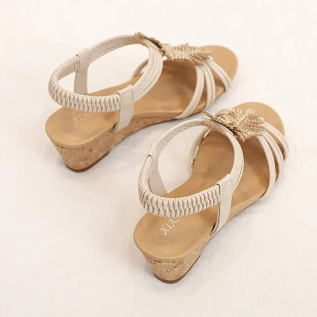 SO SIMPOK Women Casual Walking Comfortable Wedge Sandals Retro Summer Beach Soft Sandals