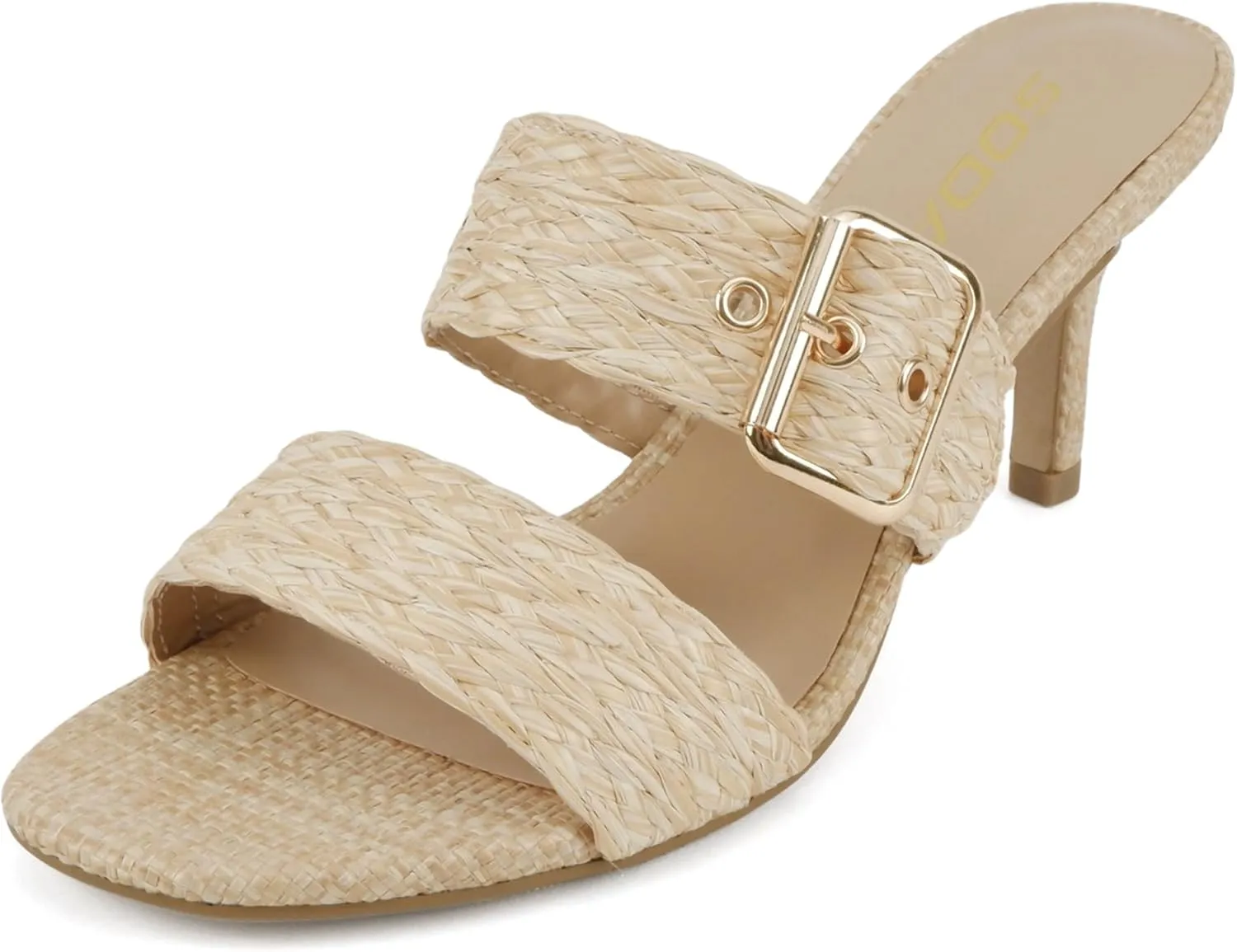 Soda Sarika ~ Women Open Toe Two Bands Lug sole Fashion Block Heel Sandals with Adjustable Ankle Strap