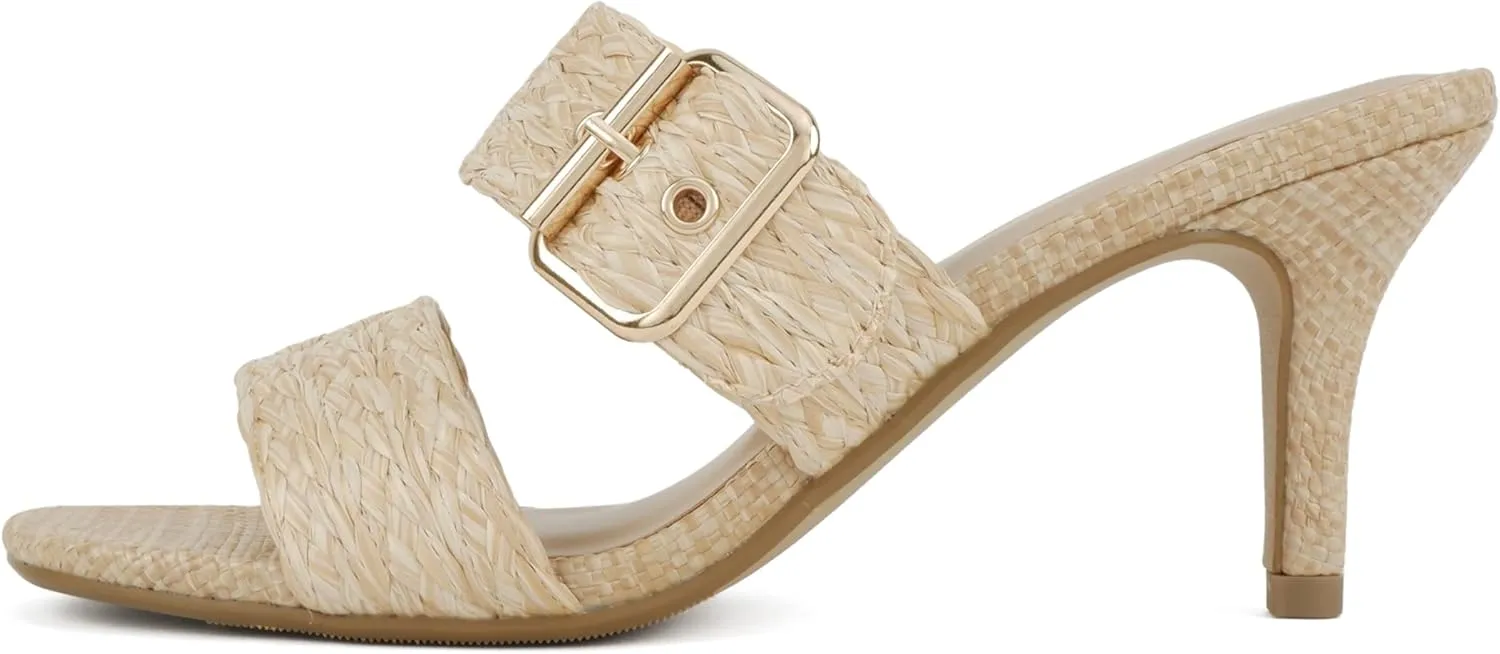 Soda Sarika ~ Women Open Toe Two Bands Lug sole Fashion Block Heel Sandals with Adjustable Ankle Strap