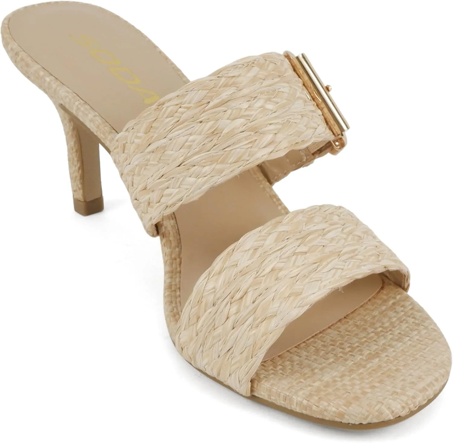 Soda Sarika ~ Women Open Toe Two Bands Lug sole Fashion Block Heel Sandals with Adjustable Ankle Strap