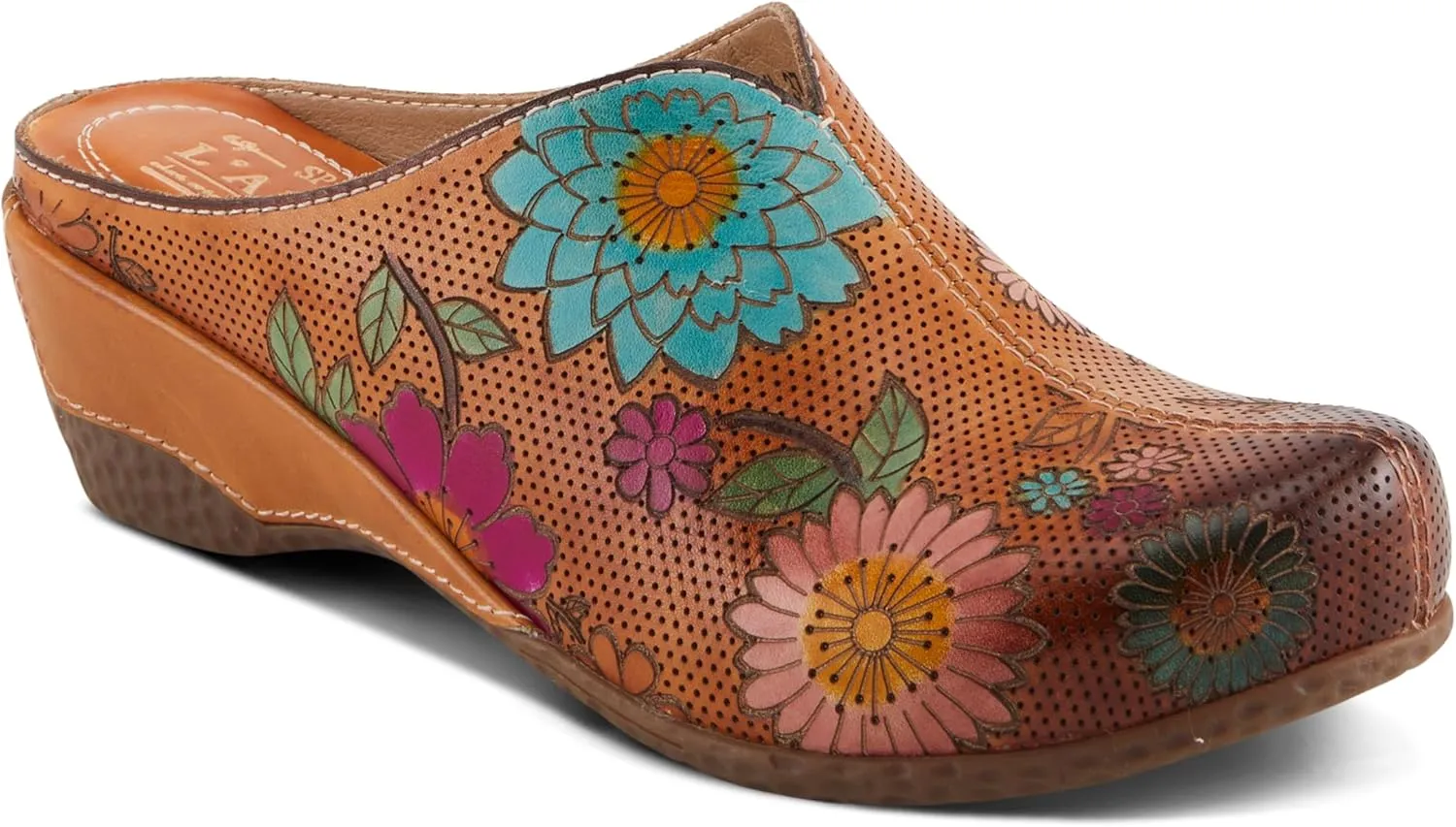 Spring Step L'Artiste Women's CHIENTI Hand-Painted Floral Open Back Sandals