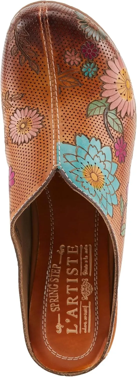 Spring Step L'Artiste Women's CHIENTI Hand-Painted Floral Open Back Sandals