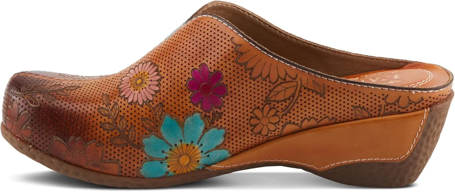 Spring Step L'Artiste Women's CHIENTI Hand-Painted Floral Open Back Sandals